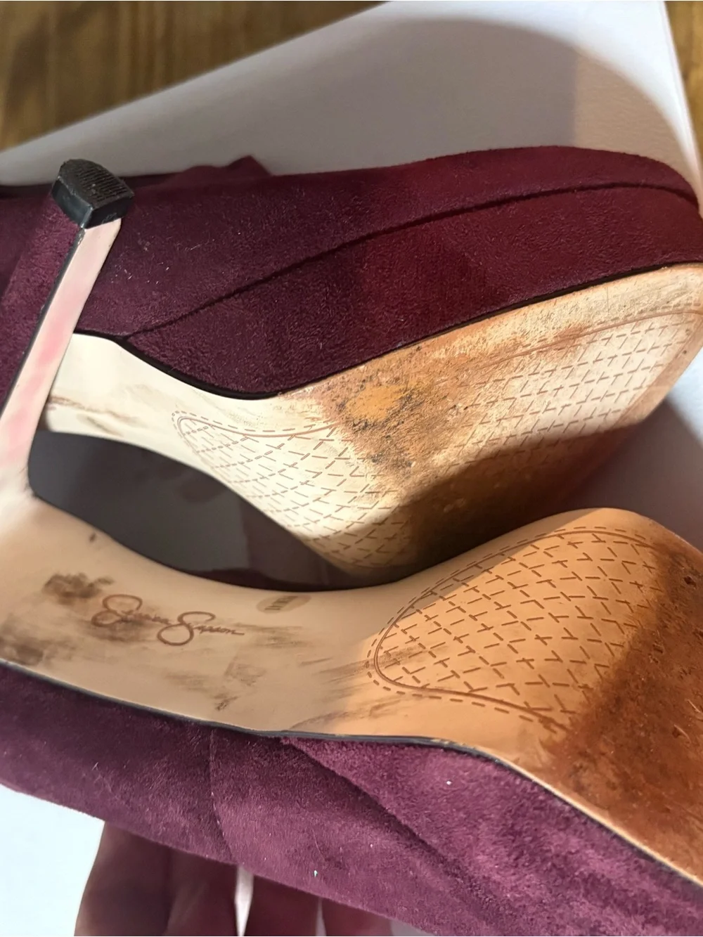 Jessica Simpson Burgundy Suede Ankle Booties with Side Zip